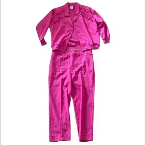 Vintage Bright Pink Sweatsuit Track Suit Wind Suit